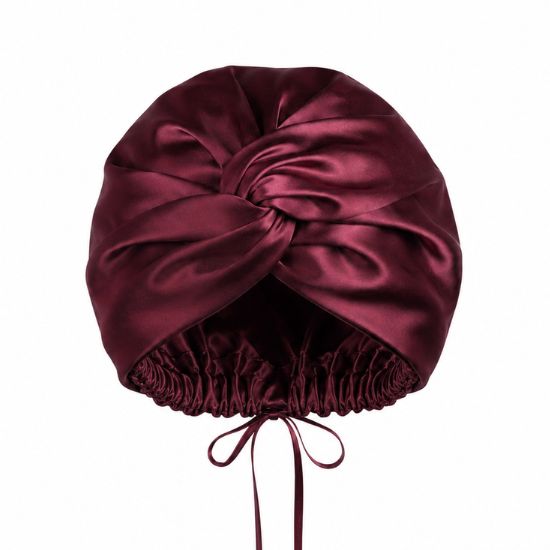 Jedwabny turban do spania, perski styl, bordowa