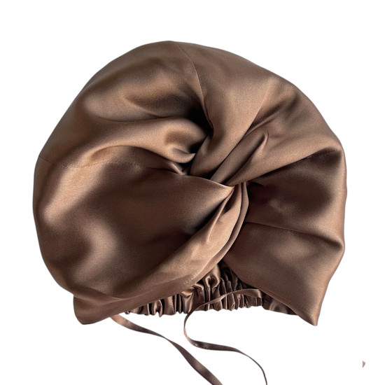 Jedwabny turban do spania, perski styl, mus kawowy