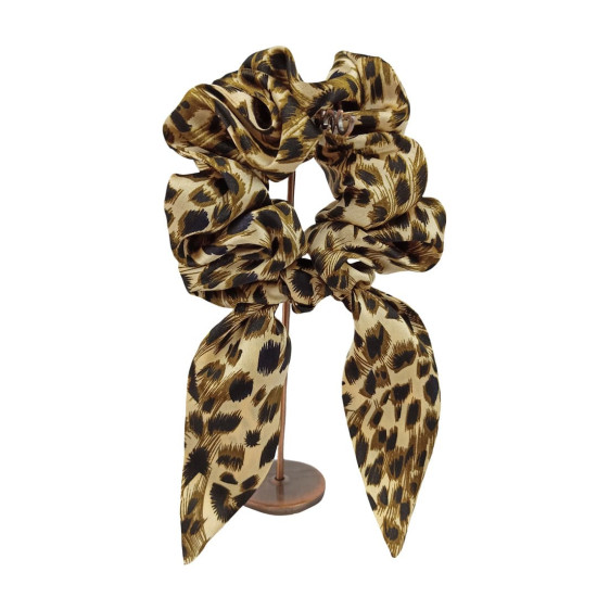Шовкова резиночка для волосся с вушками, Leopard