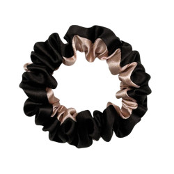 Narrow Silk scrunchie , nude-black