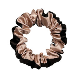 Narrow Silk scrunchie , nude-black