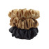 Set "Gold and Junle" of three narrow silk scrunchies