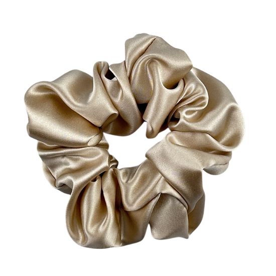 Silk hair tie, size L, Beige
